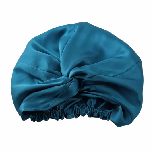 Bonnet en Soie Bleu Paon – 19 Mommes