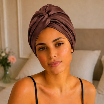 Bonnet en Soie Café Foncé – 19 Mommes