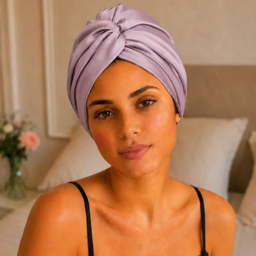 Bonnet en Soie Lilas Mauve – 19 Mommes