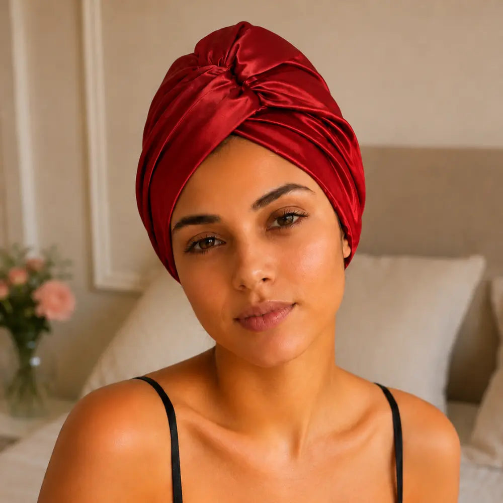 Bonnet en Soie Rouge Profond – 19 Mommes